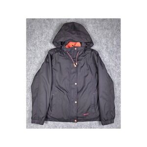 EOUS Hooded Equestrian Jacket Womens XL Brown Orange Coated Nylon Full Zip 3-1